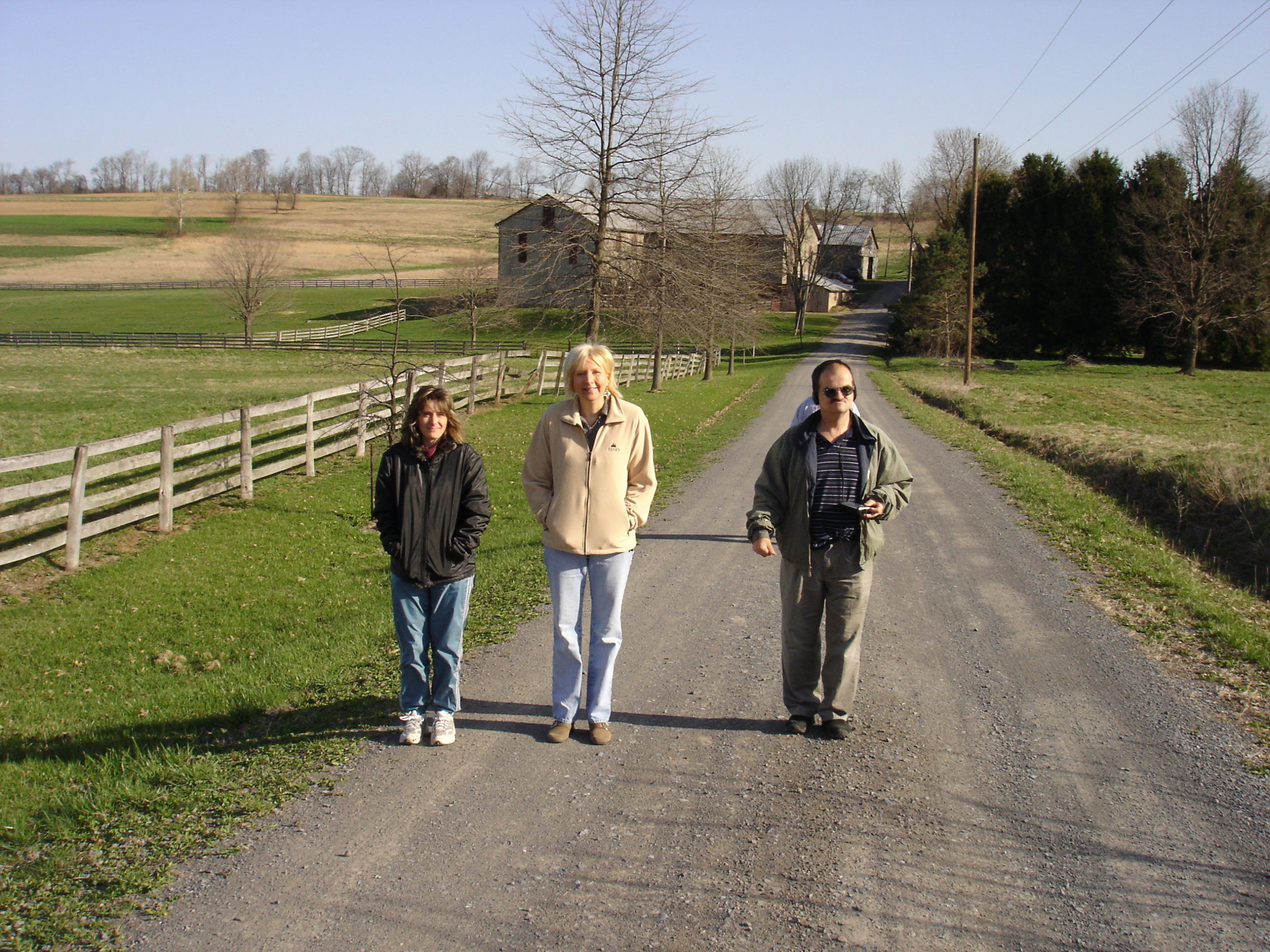 Michelle, Donna, & George take time for a walk during the retreat