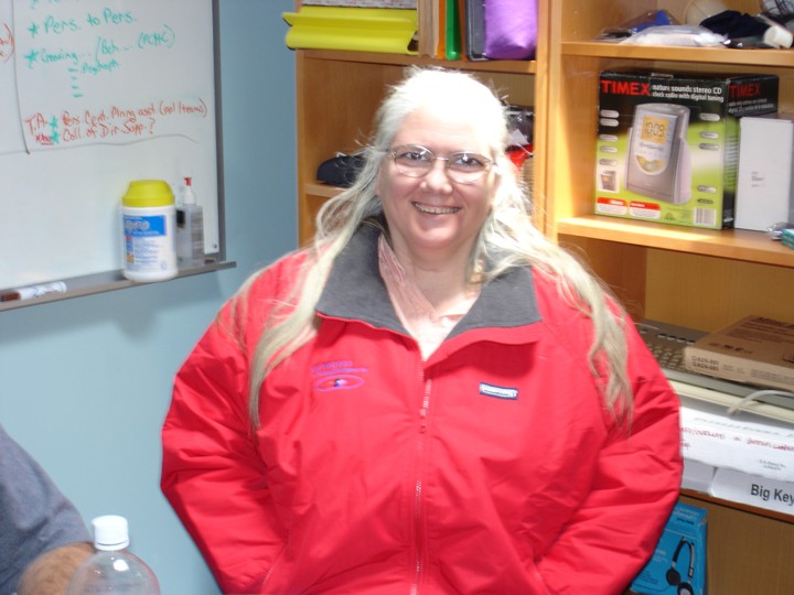 Diane in a solo shot, proudly wearing her Networks’ parka.