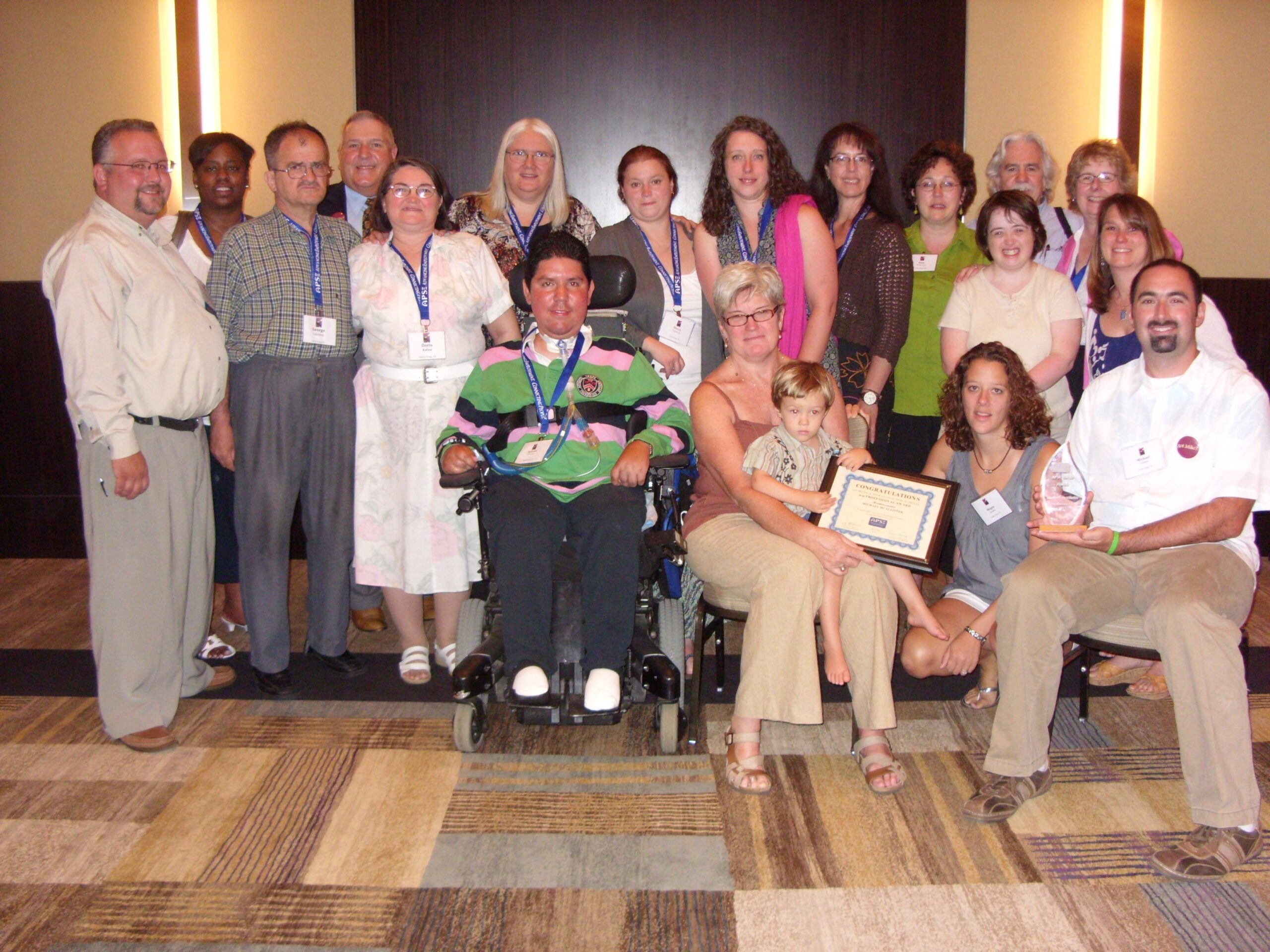 A group shot of the Networks’ crew and friends at the APSE Conference in Atlanta. Joe, Shauna, George, Doris, Steve Nasuti, Diane, Andrew, Stacey, Jess, Julia, Beth, Beth’s sister Jen, Mark Friedman Michael and Megan, Jill, Kathy Sykes, and Rosa holding a baby Ethan.