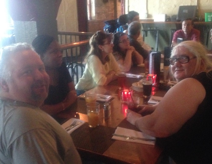 Joe, Shauna, Diane, Michelle, Doris and others having a meal.
